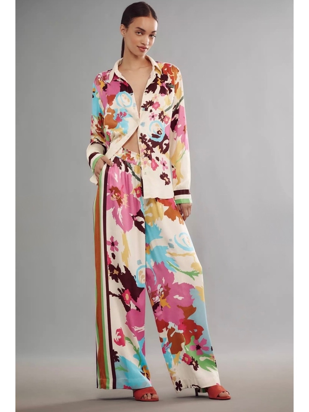 NWT Anthropologie Conditions Apply Imara Satin Wide-Leg Pants size S